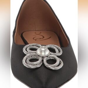 Sam Edelman Black Flats with Silver Floral Detail